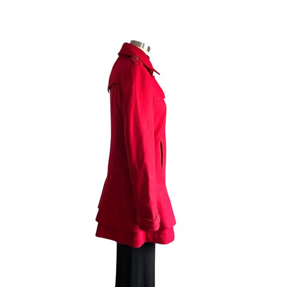 Guess Cherry Red Wool Peacoat Jacket - S - Picture 6 of 10